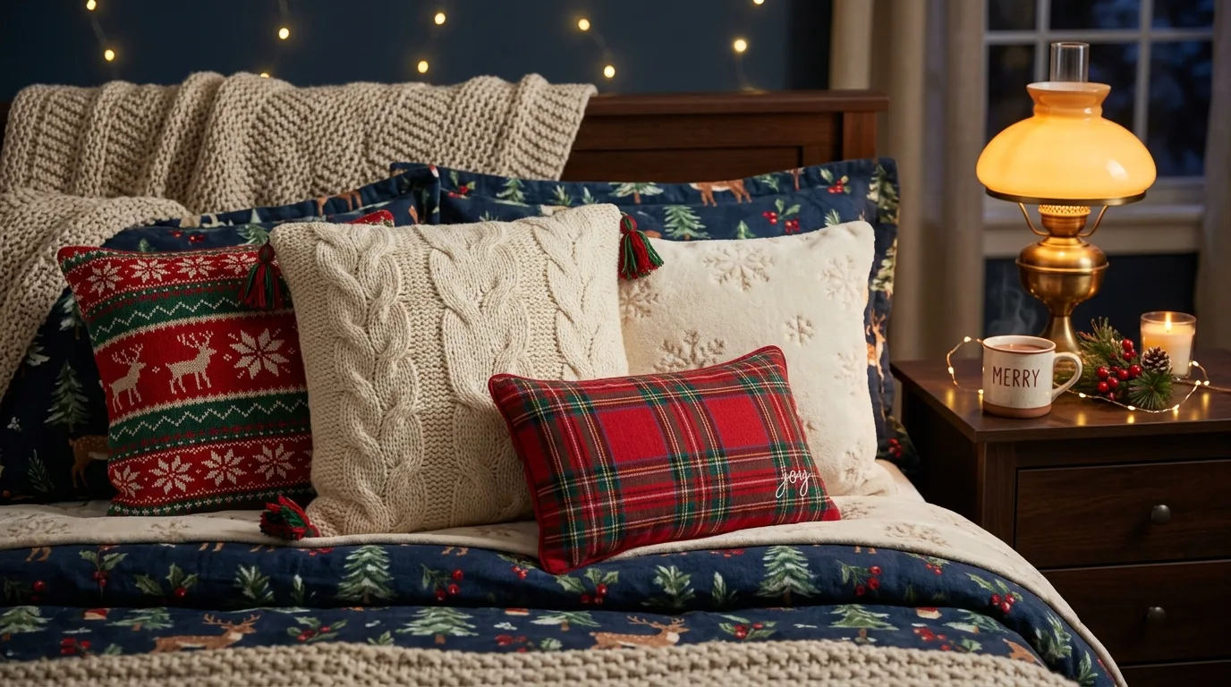 Bring in softer vintage Christmas details inspiration for a Christmas bedroom.
